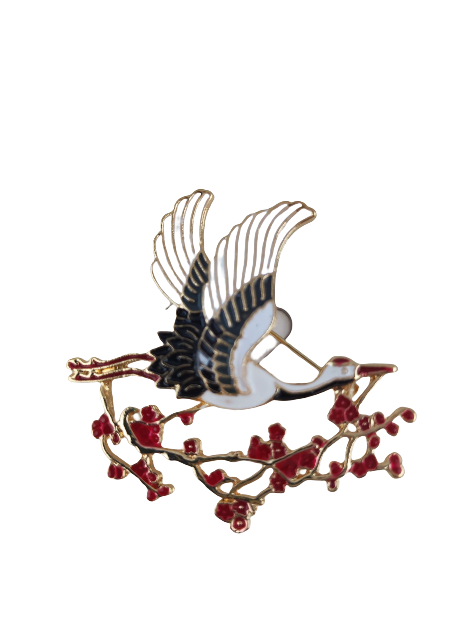 Брошь Fashion Jewerly Журавль с веточкой сакуры (133058)