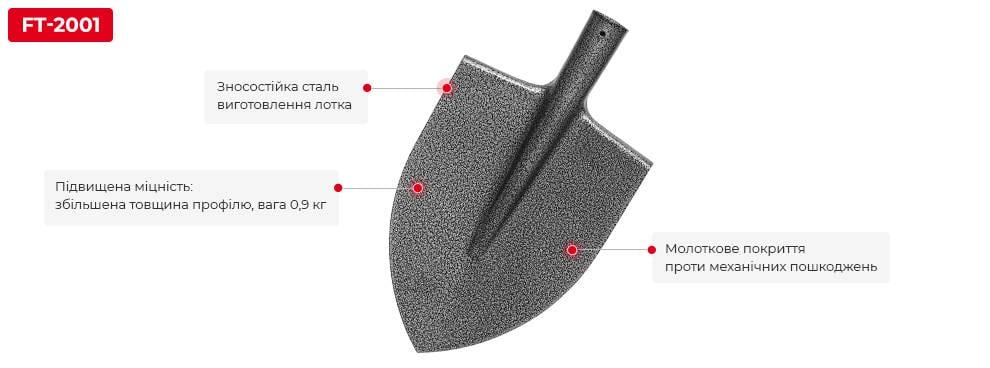 Лопата штикова Intertool FT-2001 0,9 кг (9331256) - фото 2