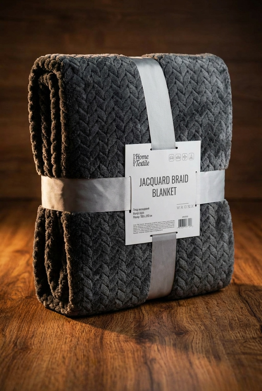 Плед-покривало м'який Ardesto Jacquard Braid зі 100% поліестеру з жакардовим плетінням 160х200 см Сірий (ART0203JB)