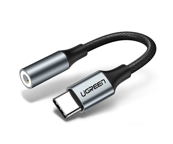 Переходник Ugreen AUX на 3,5 мм Type-C для наушников гарнитуры Dark Gray - фото 1
