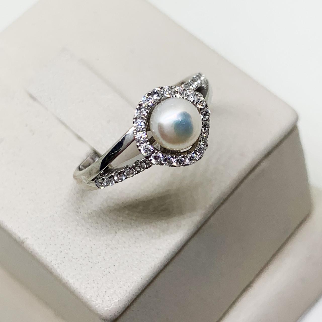 Кольцо серебряное Антея с жемчугом и фианитом р. 17,5 2,97 г (1616489141) Кольцо серебряное Антея с жемчугом и фианитом р. 17,5 2,97 г (1616489141)