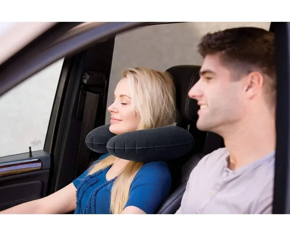 Надувная флокированная подушка-подголовник туристическая - фото 4 Надувная флокированная подушка-подголовник туристическая - фото 4