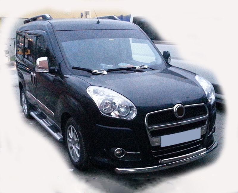 Передняя защита ST014 60/60 мм CAN для Fiat Doblo II 2010-2022 гг. нержавеющая сталь Хром