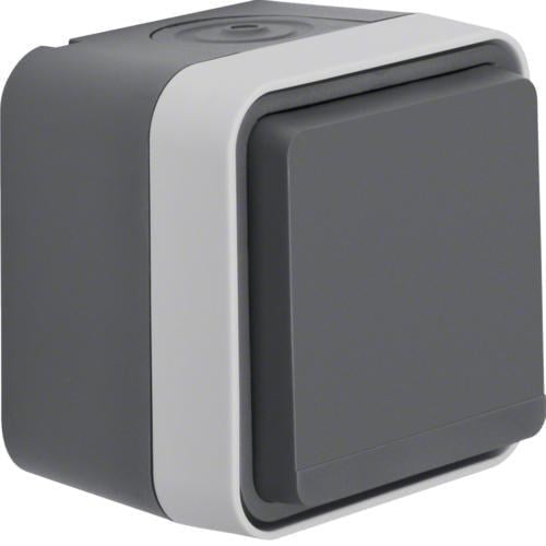 Розетка одинарная Hager W.1 с ж/к IP55 16А/250V Серый (28685154)