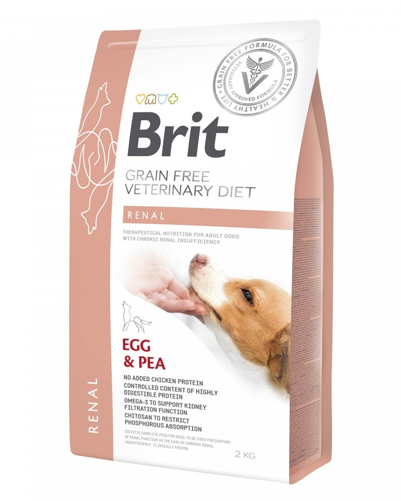 Корм сухий Brit GF VetDiet Dog Renal для собак при нирковій недостатності з яйцем/горохом та гречкою 2 кг