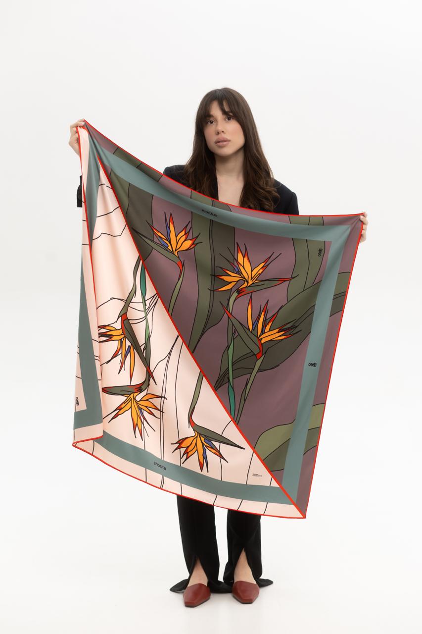 Платок Стрелиция шелковый односторонняя печать 55х55 см Разноцветный (27558046) - фото 4 Платок Стрелиция шелковый односторонняя печать 55х55 см Разноцветный (27558046) - фото 4