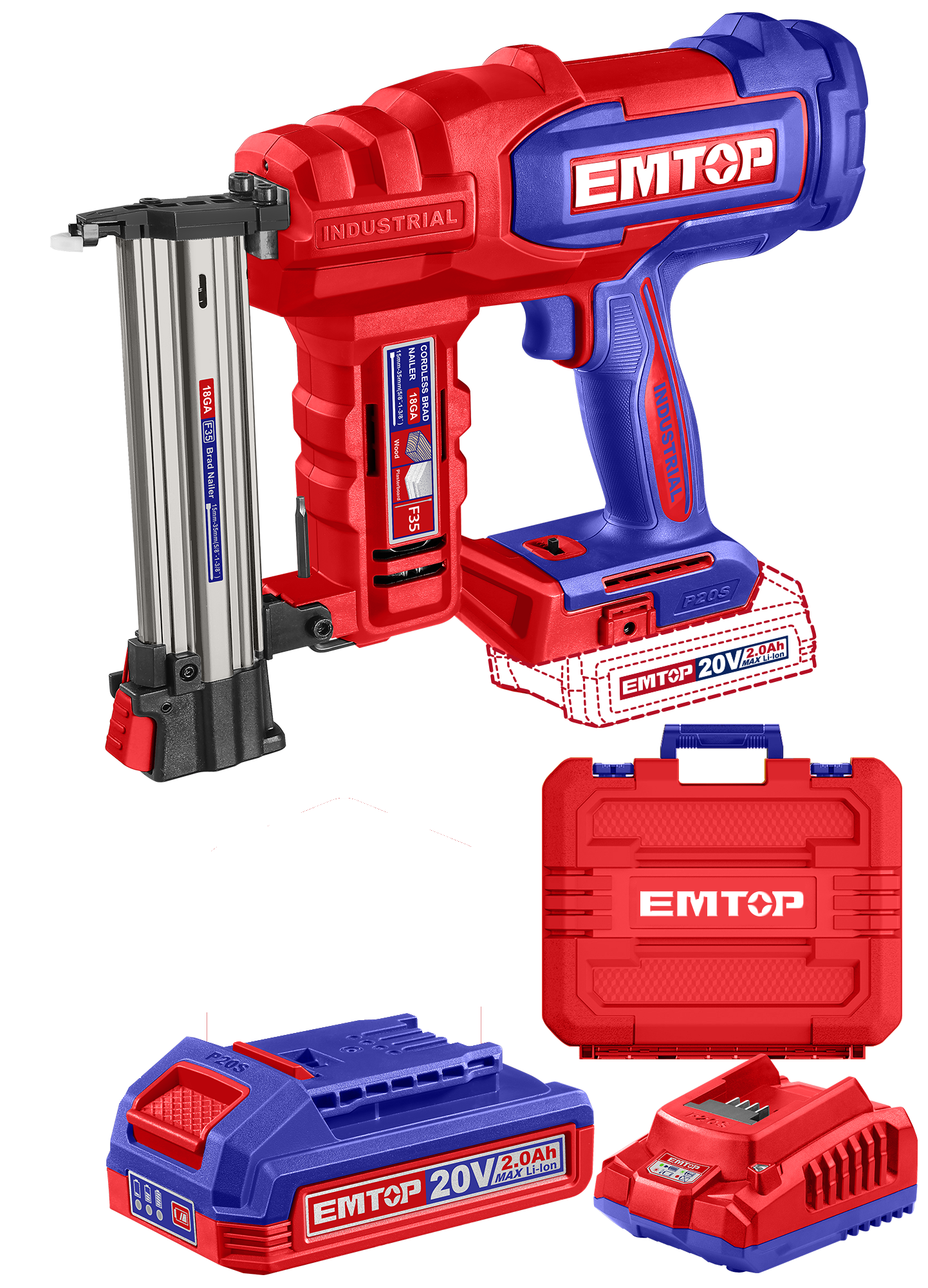 Цвяхозабивач акумуляторний EMTOP ELBNLI2008