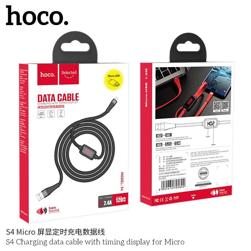 Кабель Hoco Micro USB с таймером S4 1,2 м Black (23754d20) - фото 4