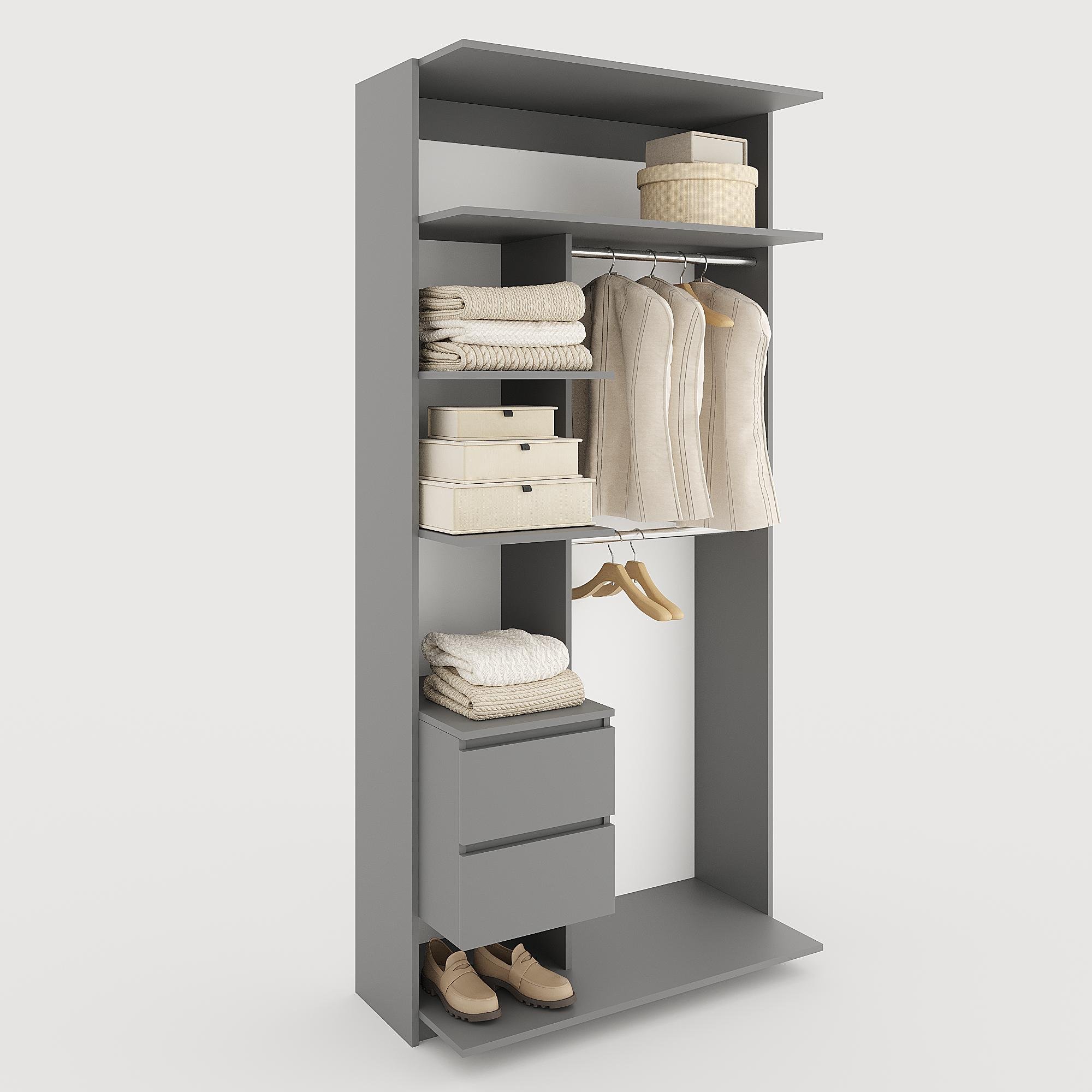 Модуль гардеробный МГ-5-8-100 со штангами полками и ящиками 2100х1000х500 мм Антрацит (28054284)