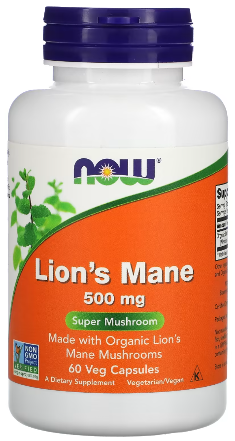 Комплекс Гриб Ежовик гребенчатый Львиная грива Now Foods Lion's Mane 500 мг 60 вегетарианских капсул Комплекс Гриб Ежовик гребенчатый Львиная грива Now Foods Lion's Mane 500 мг 60 вегетарианских капсул