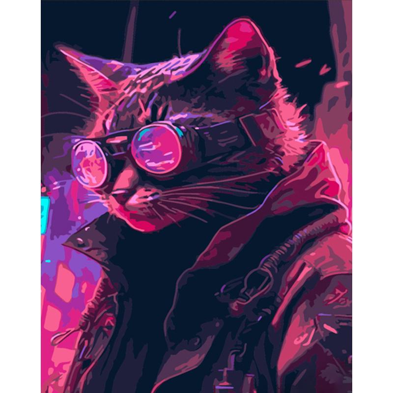 Картина по номерам Strateg Премиум Кот из будущего 40х50 см (DY389)