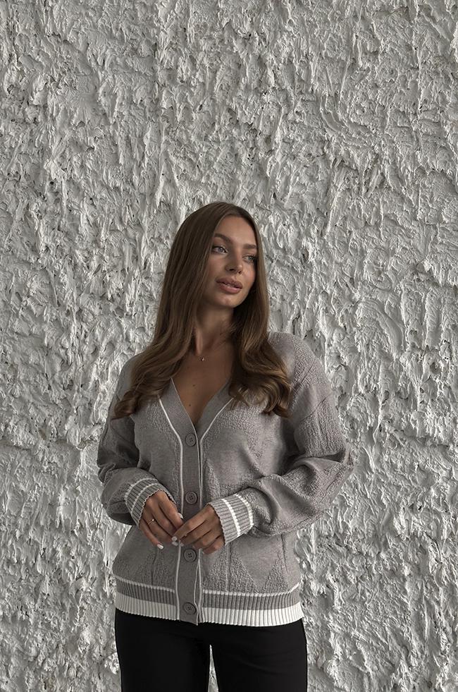 Джемпер Lipar 0849 з рельєфним візерунком р. 40-46 Сірий (161466904) - фото 4 Джемпер Lipar 0849 з рельєфним візерунком р. 40-46 Сірий (161466904) - фото 4