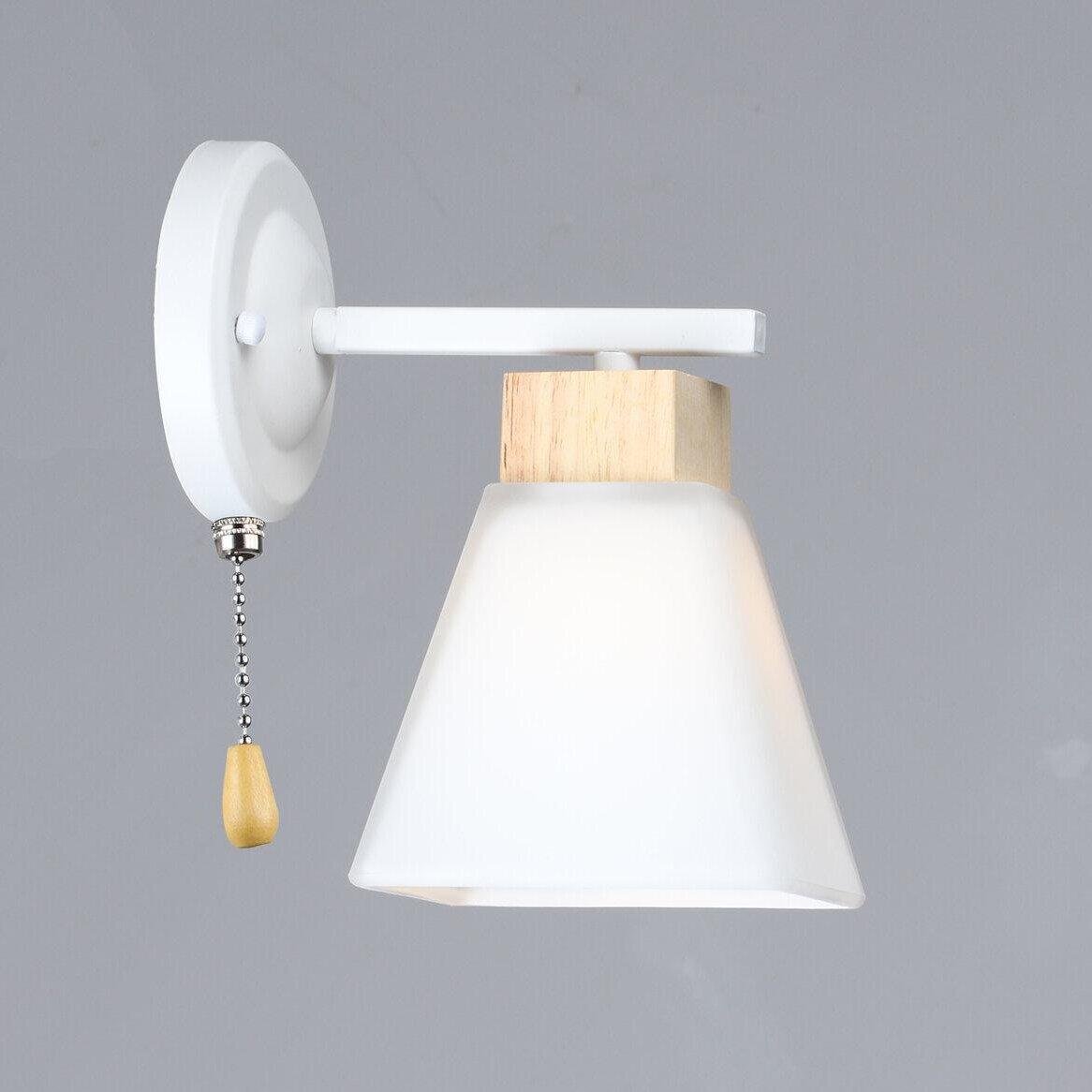 Бра Valeso с деревянными элементами под лампу Е27 Белый (B N6663/1W WT+WOOD)