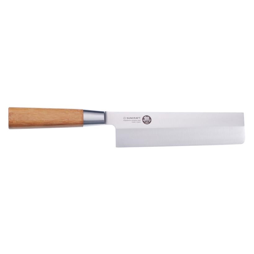 Нож кухонный для нарезки овощей накири Usuba Suncraft MU Bamboo 56-59 HRC молибден-ванадиевая сталь 167 мм Бежевый (2200202395)