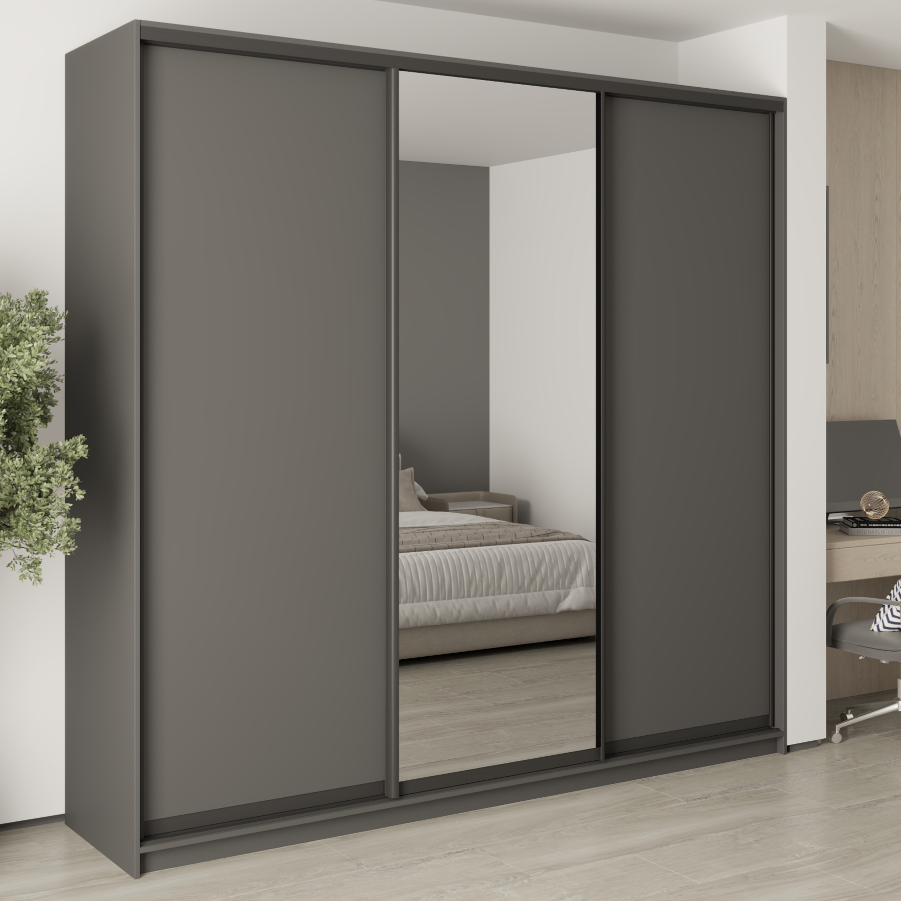 Шафа-купе тридверна Mebel Star Комбо BG MBS-9625 250х60х240 см Антрацит (1009614) Шафа-купе тридверна Mebel Star Комбо BG MBS-9625 250х60х240 см Антрацит (1009614)