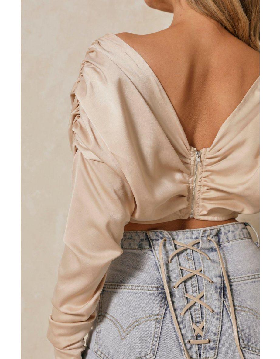 Блуза MISSPAP укороченная с вырезом 5XL Бежевый (6196952) - фото 2 Блуза MISSPAP укороченная с вырезом 5XL Бежевый (6196952) - фото 2