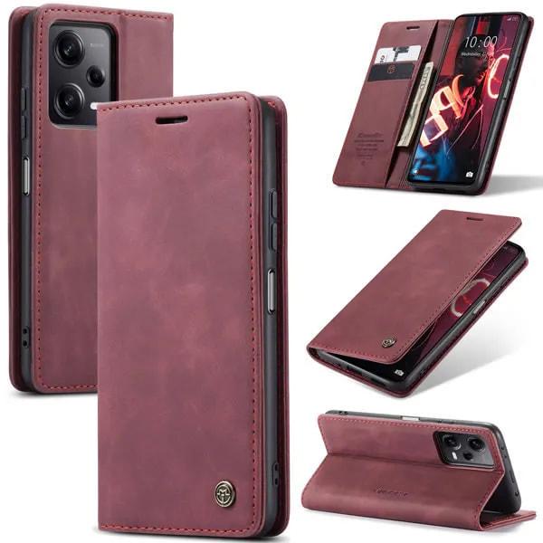 Чехол книжка с магнитом Xiaomi Redmi Note 12 Pro 5G CaseMe Wine (33841-42)