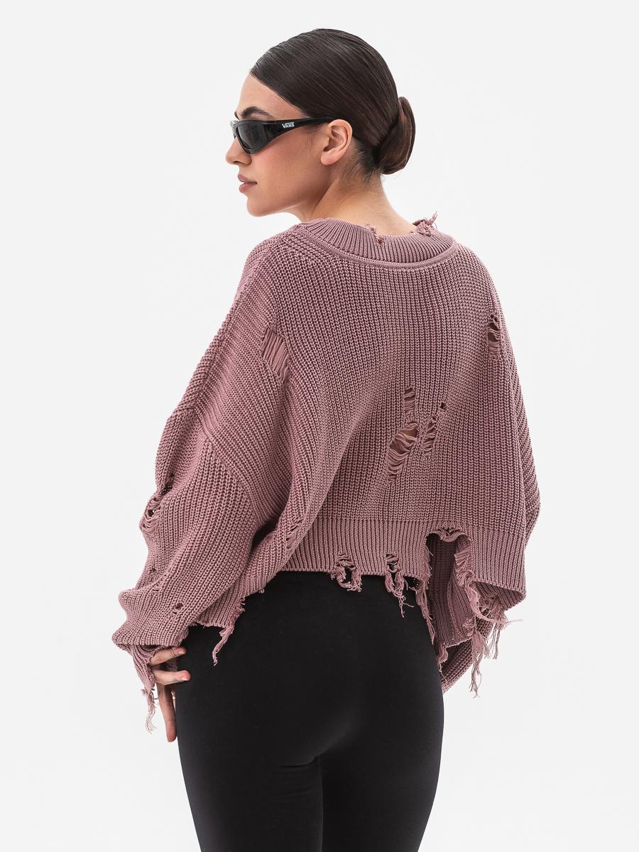 Светр жіночий із рваним ефектом SVTR р. 42-50 Темний пудровий (562) - фото 5 Светр жіночий із рваним ефектом SVTR р. 42-50 Темний пудровий (562) - фото 5
