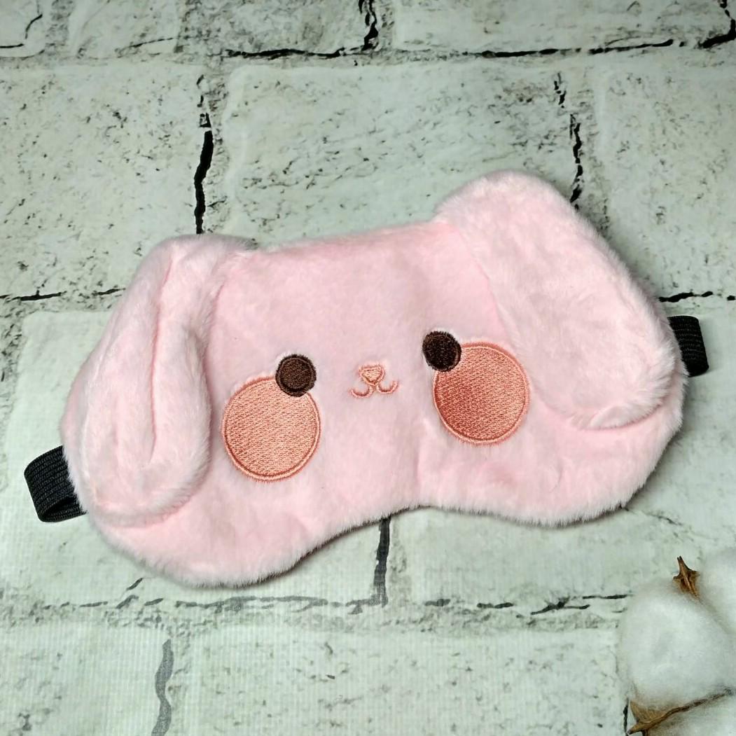 Маска для сну плюшева Зайчик 20х9 см Рожевий (20242-4)