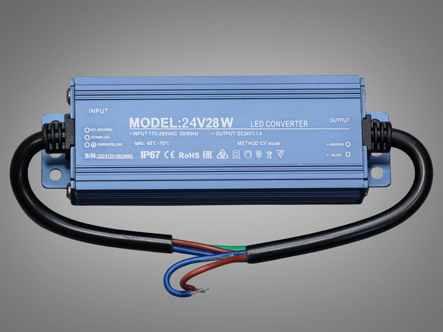 Блок живлення для підключення LED стрічки 24 В 28 Вт 1,16А (PPF-PW-IP68-24 В-28w)