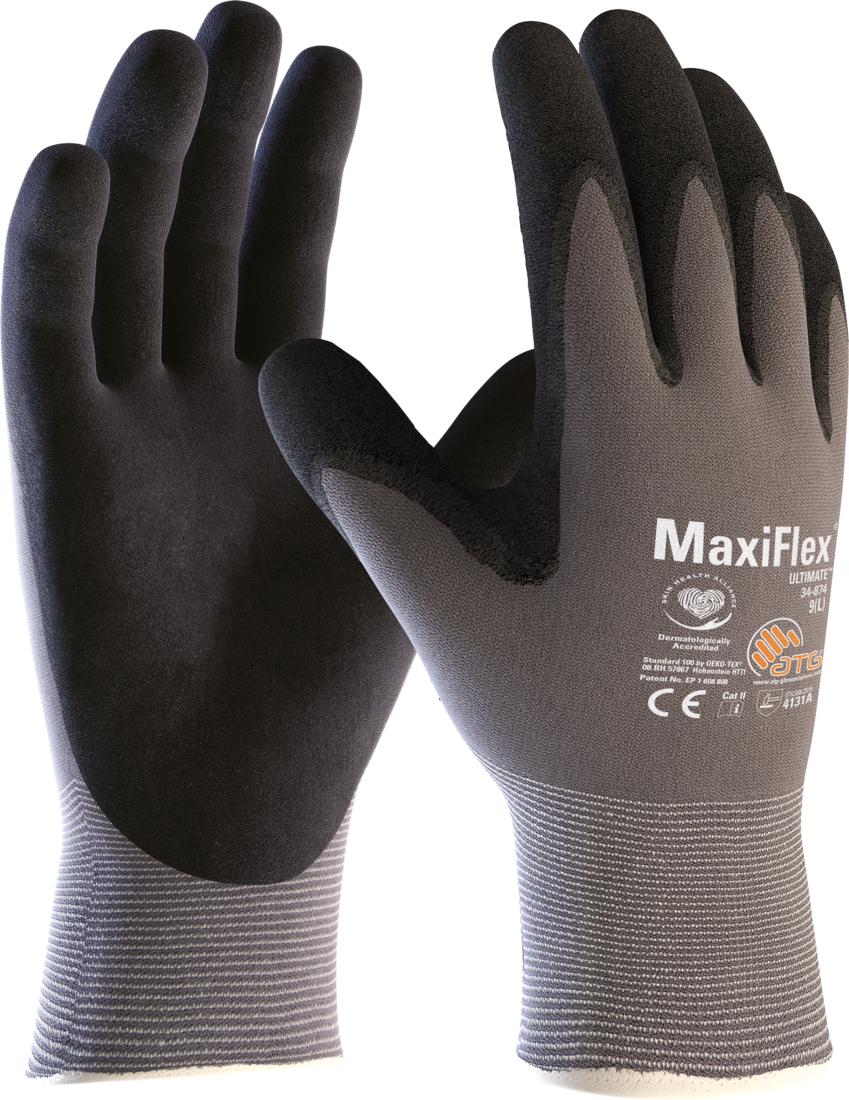 Рукавички захисні ATG Gloves MaxiFlex Ultimate високотехнологічні р. 5 XXS Чорно-сірий (34-874) - фото 1