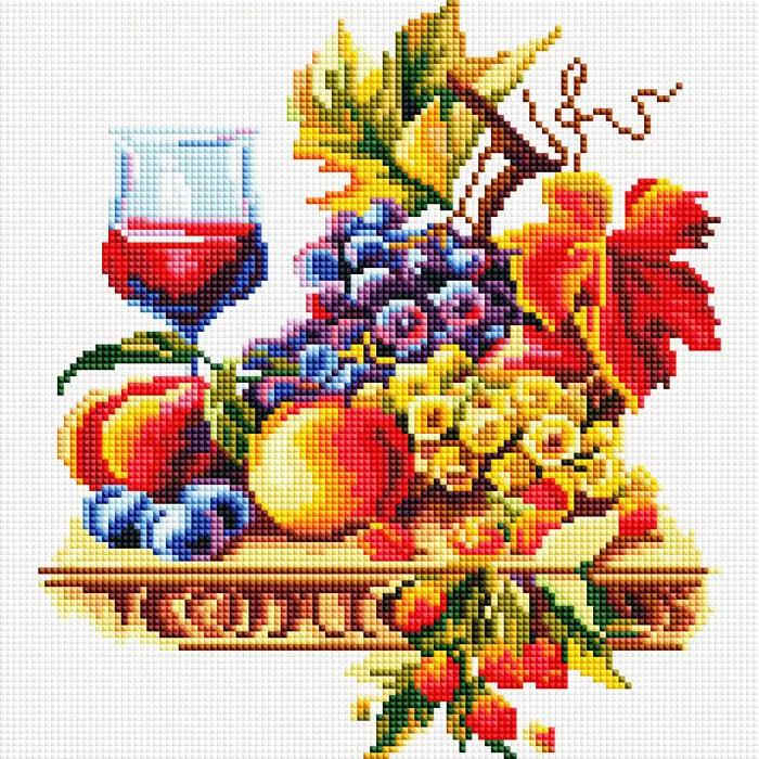 Алмазная мозаика Вино с фруктовым десертом 30x30 см (27459)