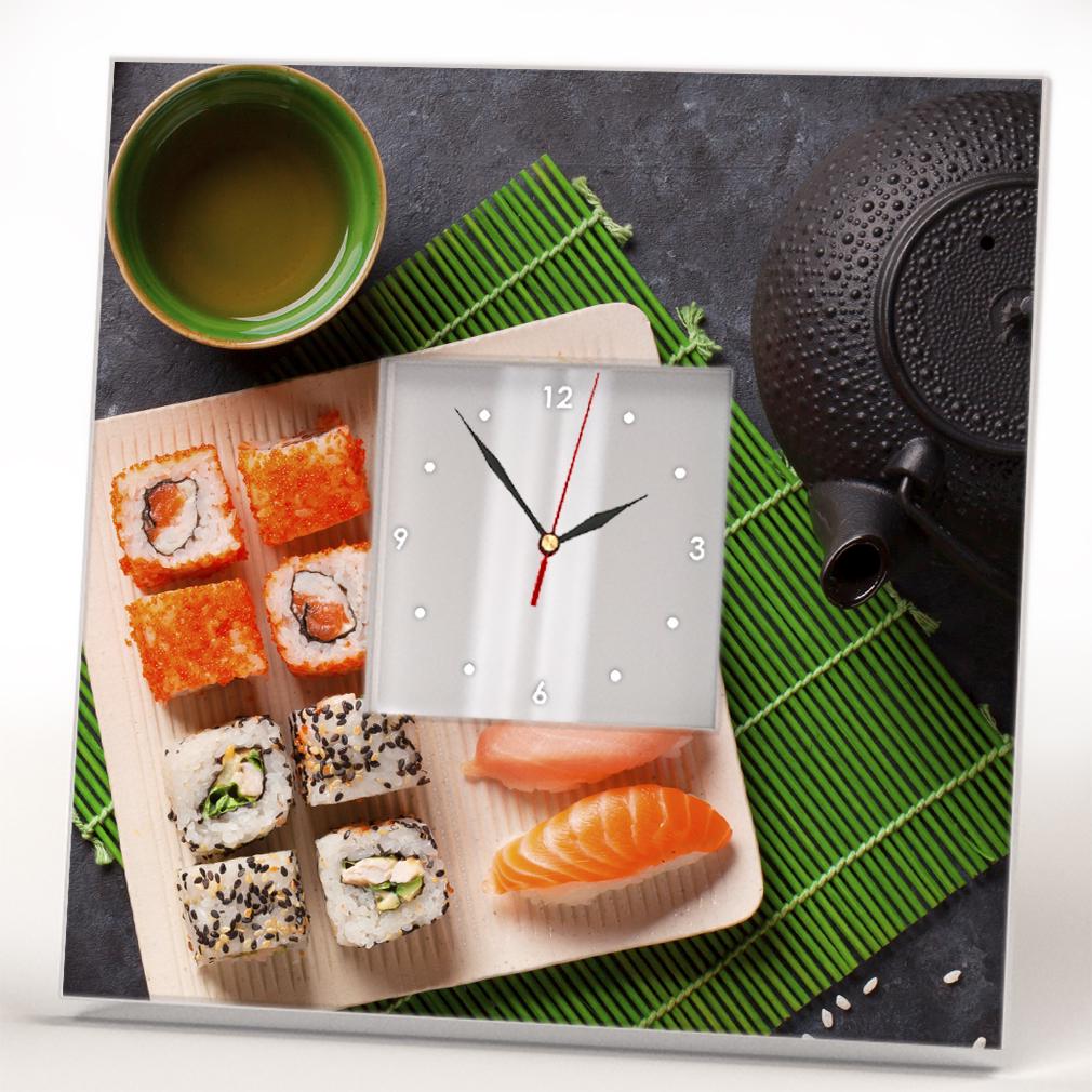 Часы Суши и чай матча 260x260 мм (C04213)