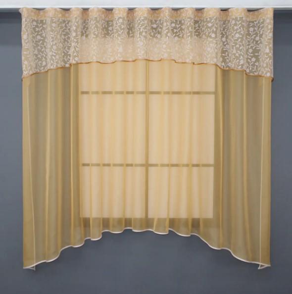 Гардиная арка на кухню 280х170 см Золотистый/Белый (036к)