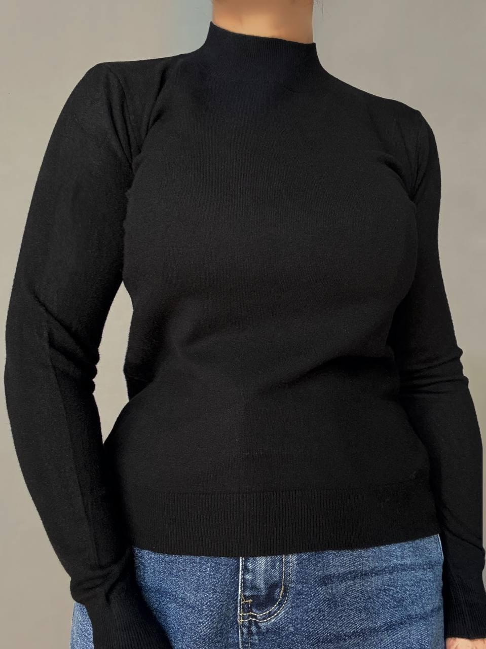Свитер женский A-N 106 водолазка гольф с воротником стойкой базовый OS Черный (5407) - фото 4