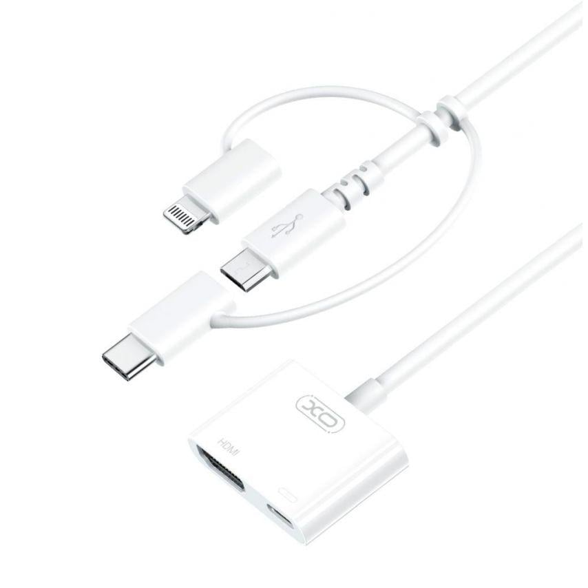 USB-хаб XO HUB009 3в1 Lightning/Micro/Type-C to HDMI (2710000262015)