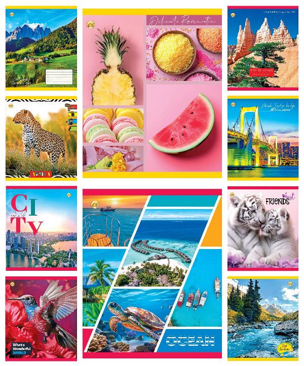 Зошити учнівські Тетрада Мікс 36ЛВ1 36 аркушів лінія 20 шт. в упаковці