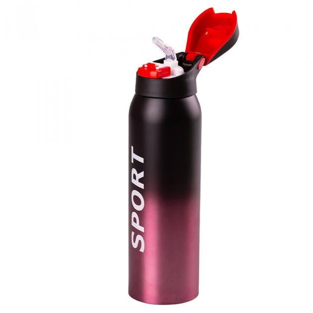 Термос с трубочкой Sport 350 мл Черный с красным - фото 2 Термос с трубочкой Sport 350 мл Черный с красным - фото 2