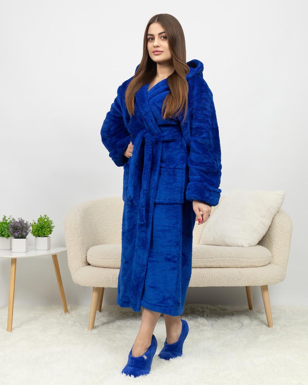 Халат женский махровый длинный Батал 2XL Электрик