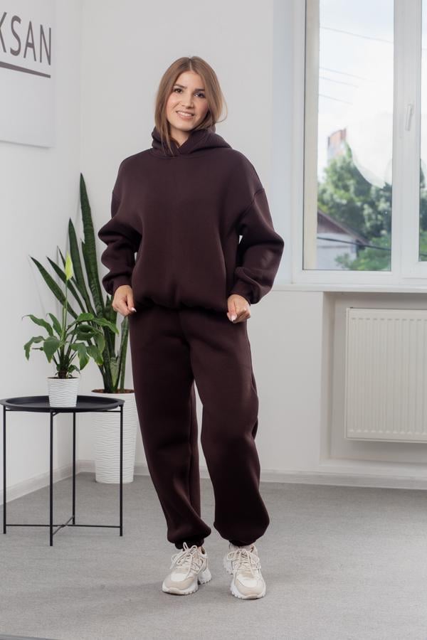 Спортивный костюм женский AKSAN зимний байковый двойка XS Темно-коричневый (25.2745_dark-brown_40(XS))