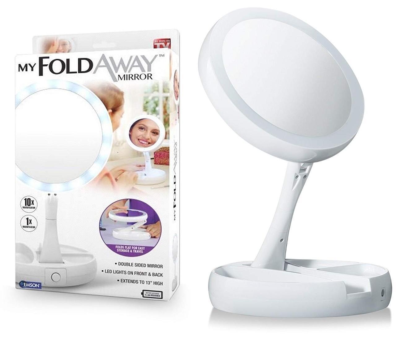 Зеркало My Fold Away с LED подсветкой Круглое складное (1427308459) - фото 4