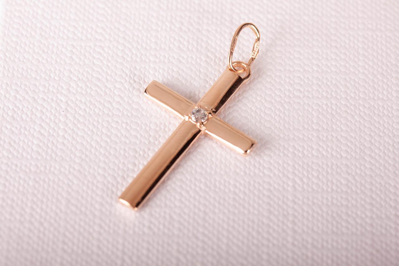 Крестик из красного золота с фианитом (1636155127)