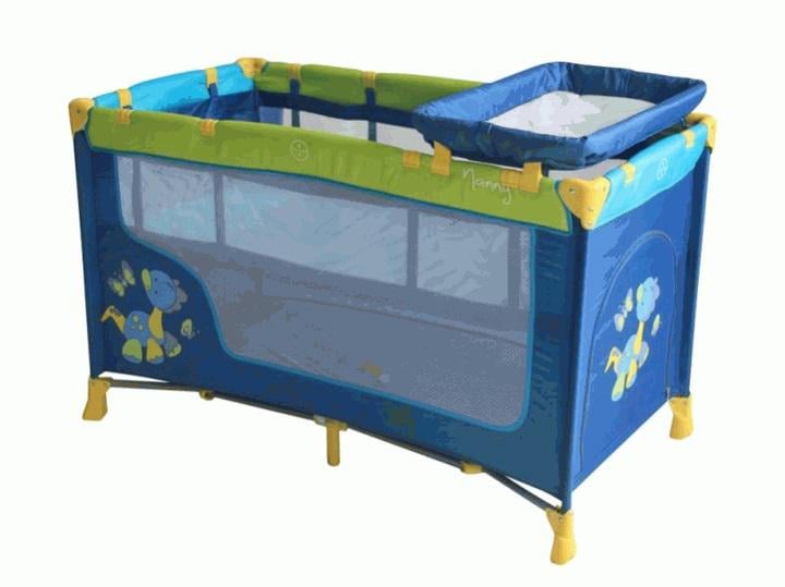 Манеж-ліжко дитячий Lorelli Nanny 2 Layers Plus Dinos Blue 2в1 з пеленатором та сумкою