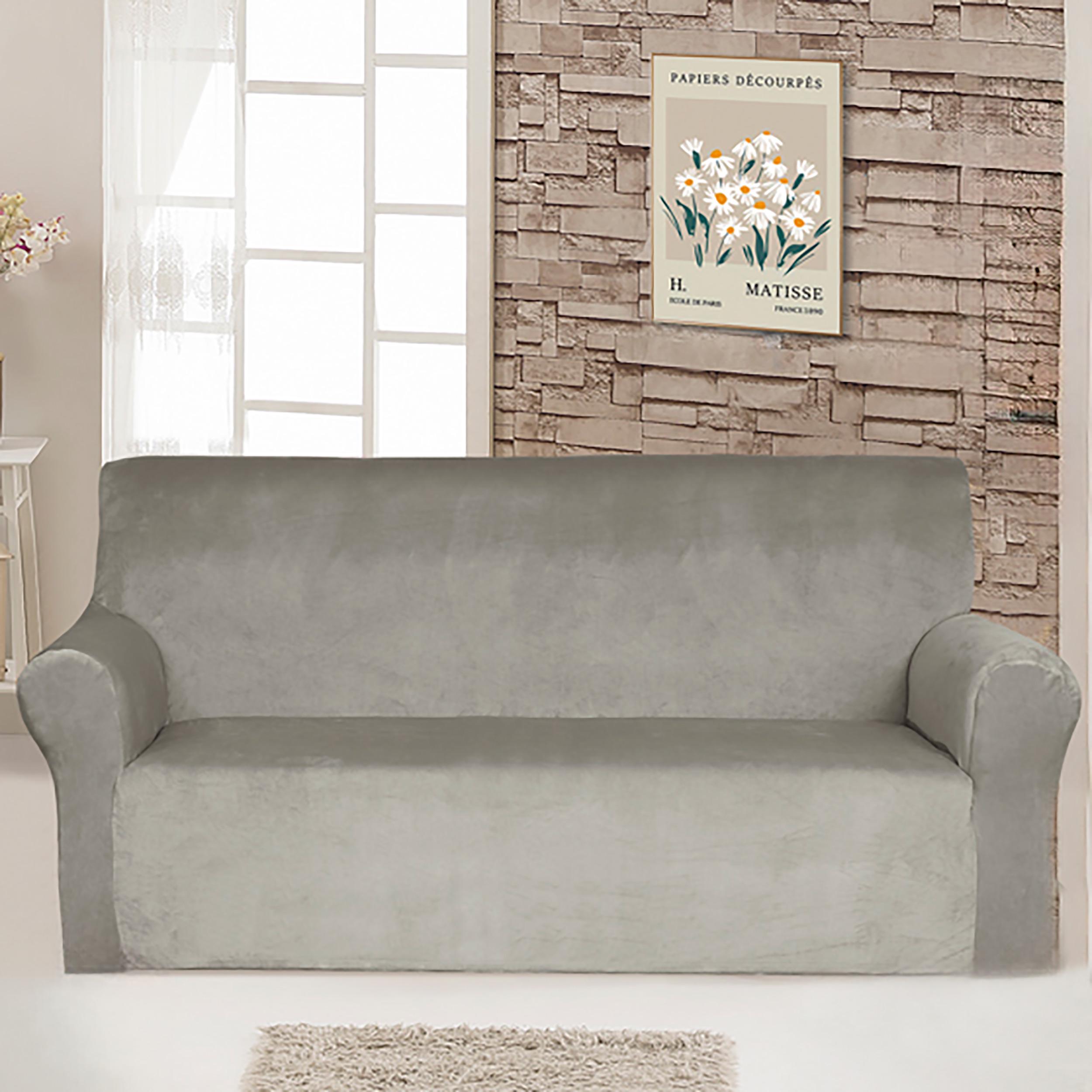 Чохол для дивана Love You велюровий Світло-сірий (81163)