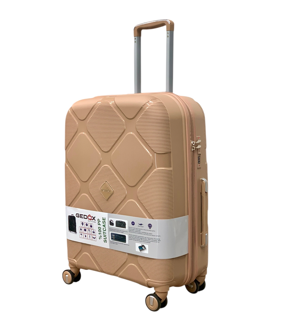 Чемодан Gedox PP013-М полипропилен на 4-х двойных колесах средний М 70 л - фото 1