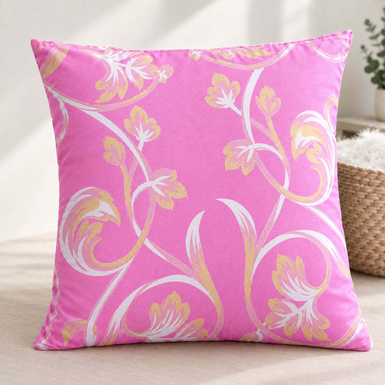 Наперник из тика для подушки Узоры 60х60 см Розовый (P140-pink/60x60)