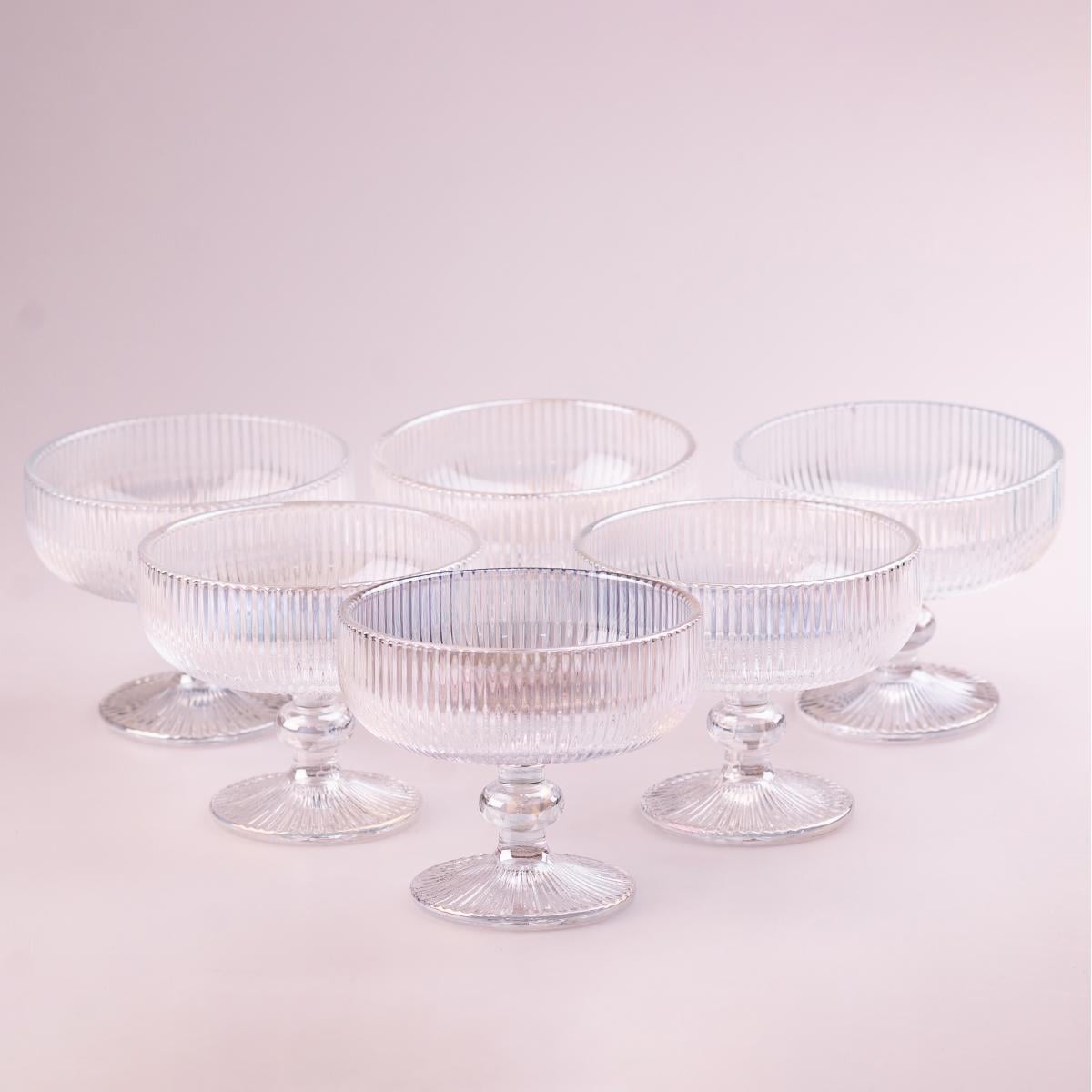 Креманки фігурні ребристі із товстого скла 6 шт. Rainbow (HP7117RB)