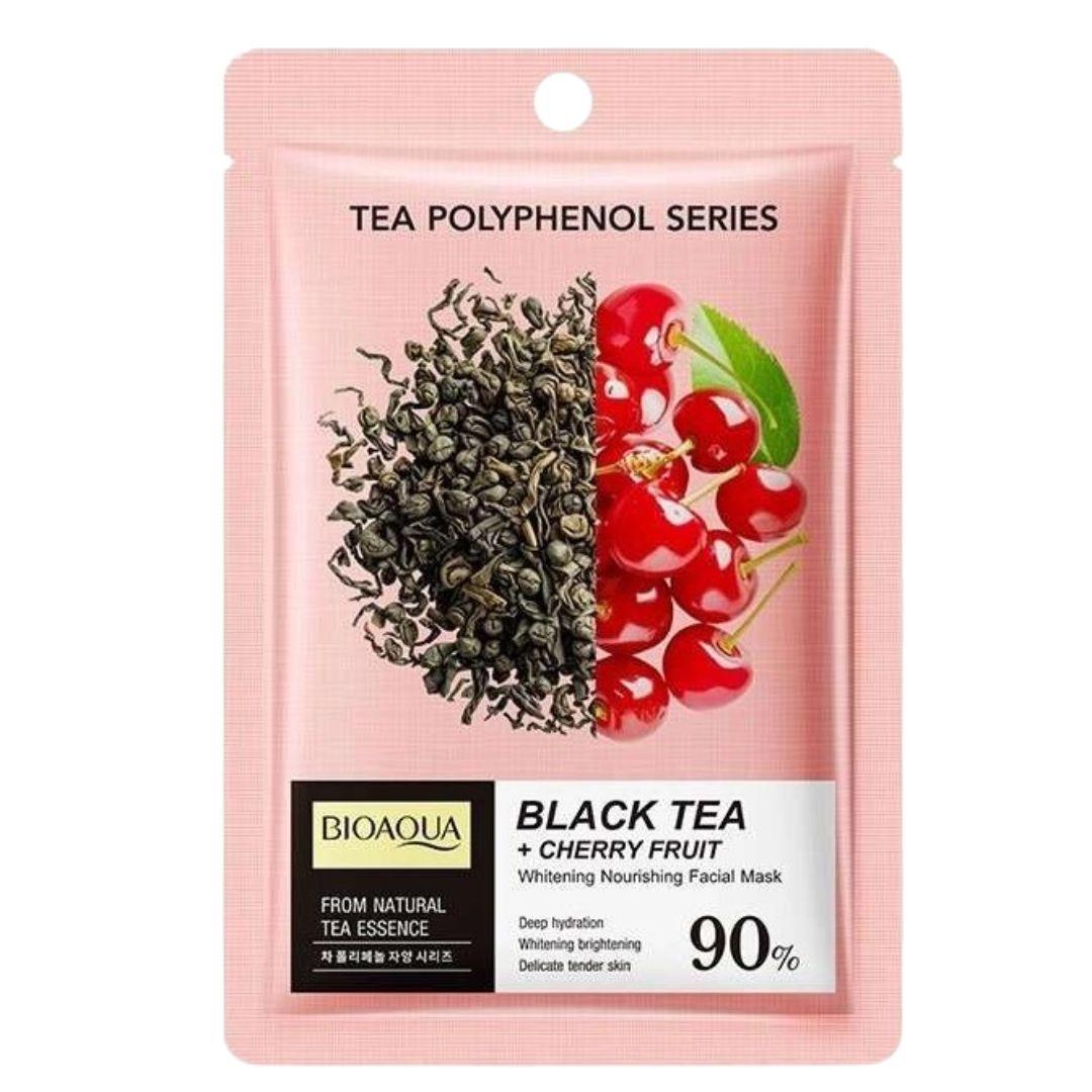 Маска для обличчя відбілювальна тканинна Bioaqua Black Tea+ Cherry Fruit 25 мл (13353527)