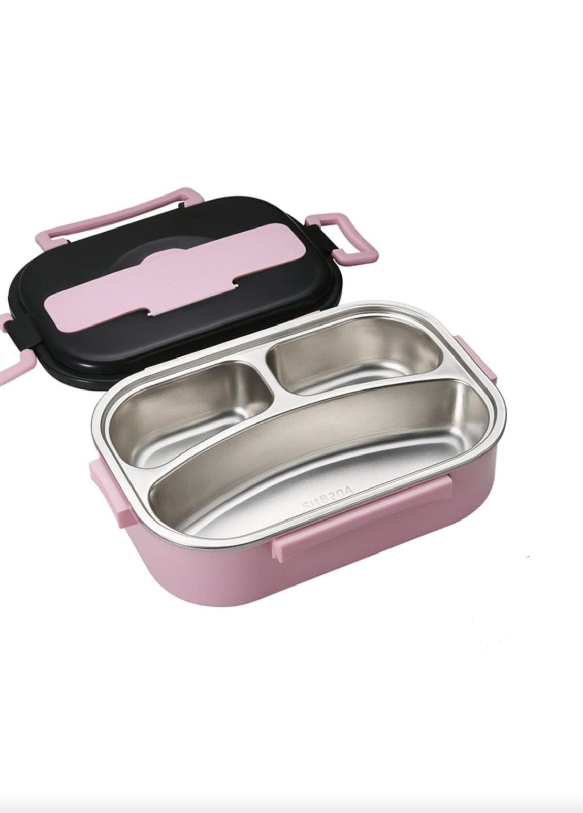 Ланч-бокс на 3 відділення з основою із нержавіючої сталі 304 відсік для приборів Рожевий (2764875686) Ланч-бокс на 3 відділення з основою із нержавіючої сталі 304 відсік для приборів Рожевий (2764875686)
