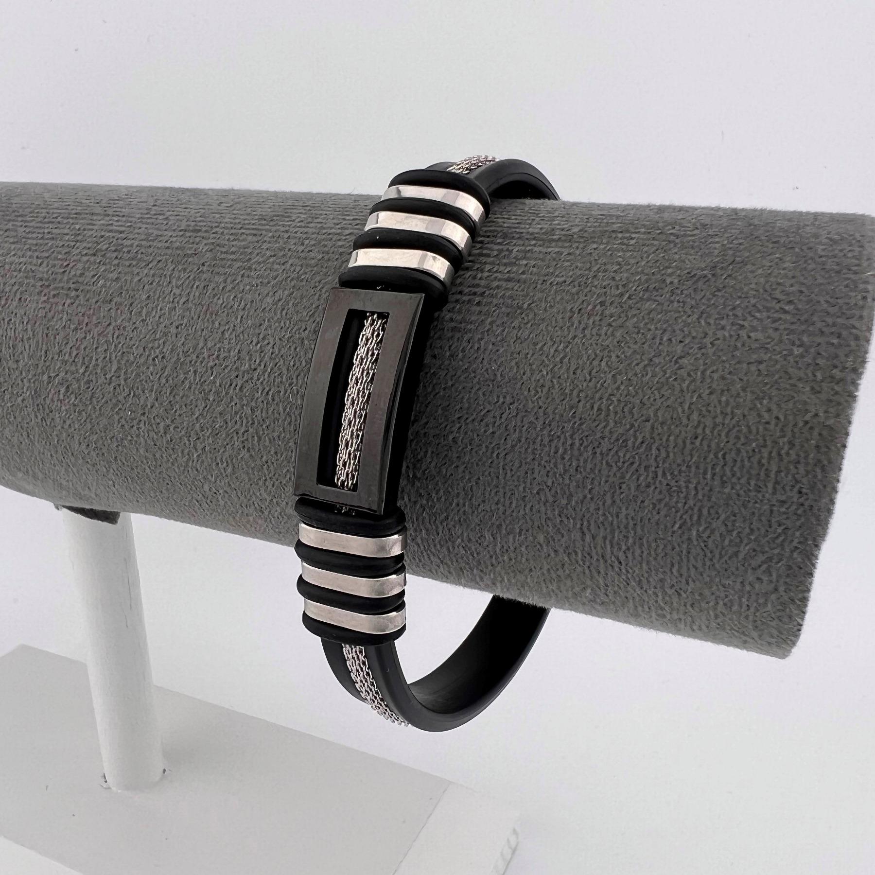 Браслет из медицинской стали на силиконовом ремешке 20 см (BSS-062)