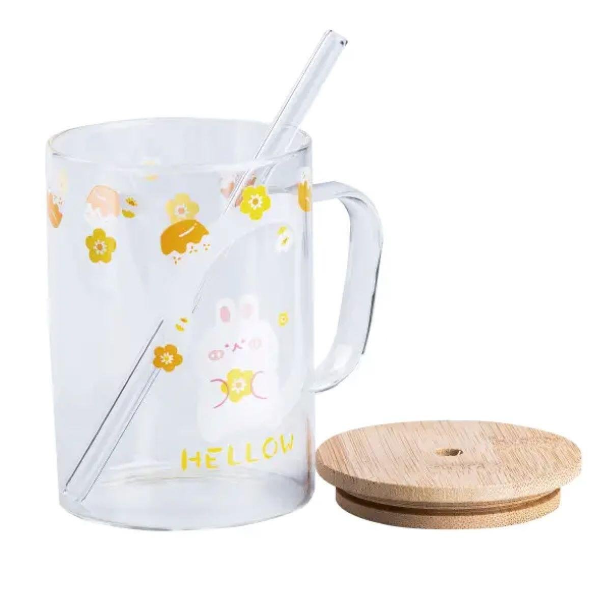 Чашка стеклянная с деревянной крышкой и трубочкой (HP7214C) - фото 2 Чашка стеклянная с деревянной крышкой и трубочкой (HP7214C) - фото 2