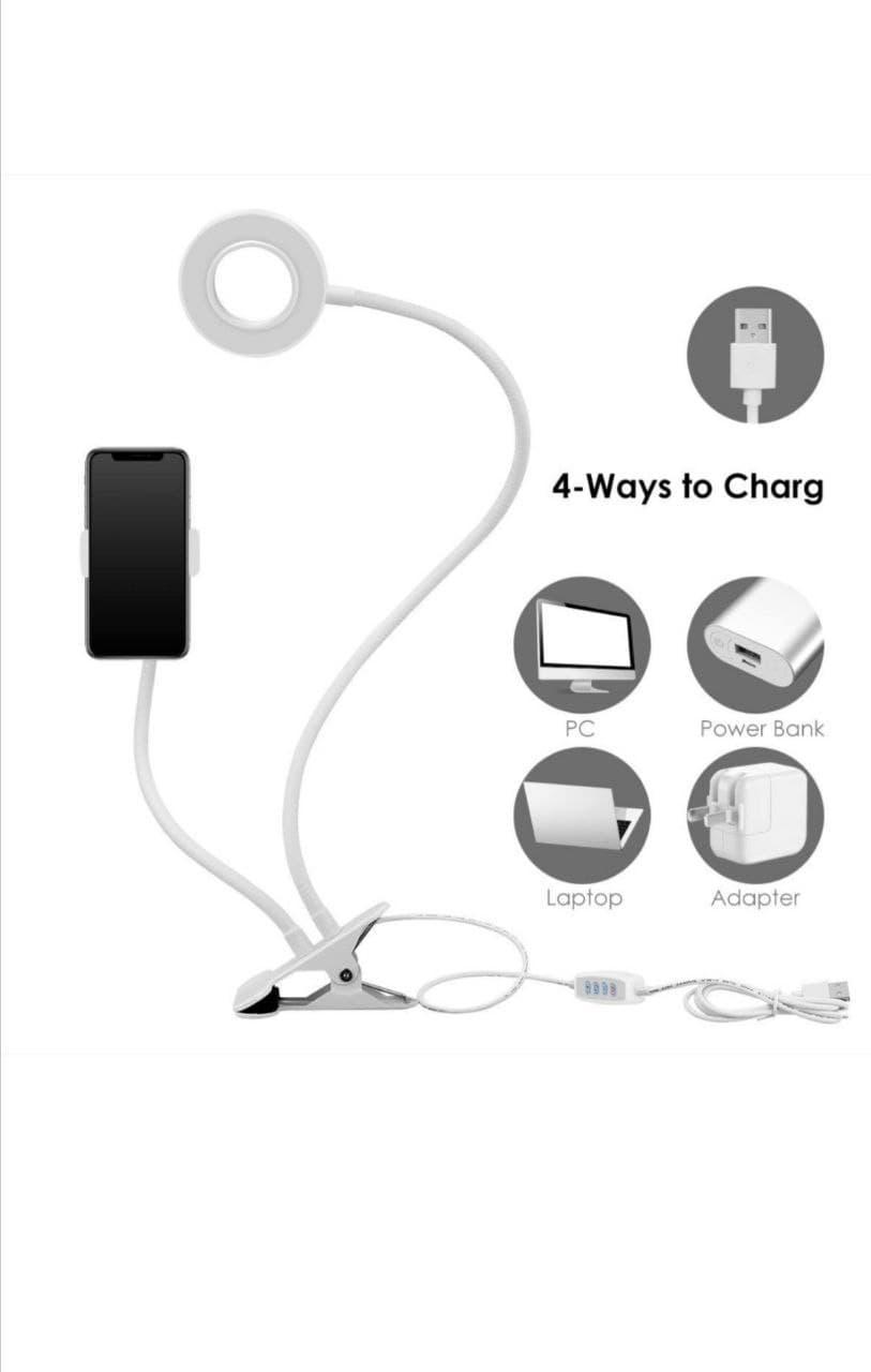 Лампа кольцевая Mirror LED с держателем для смартфона 2 в 1 Белый (90780/2U) - фото 4