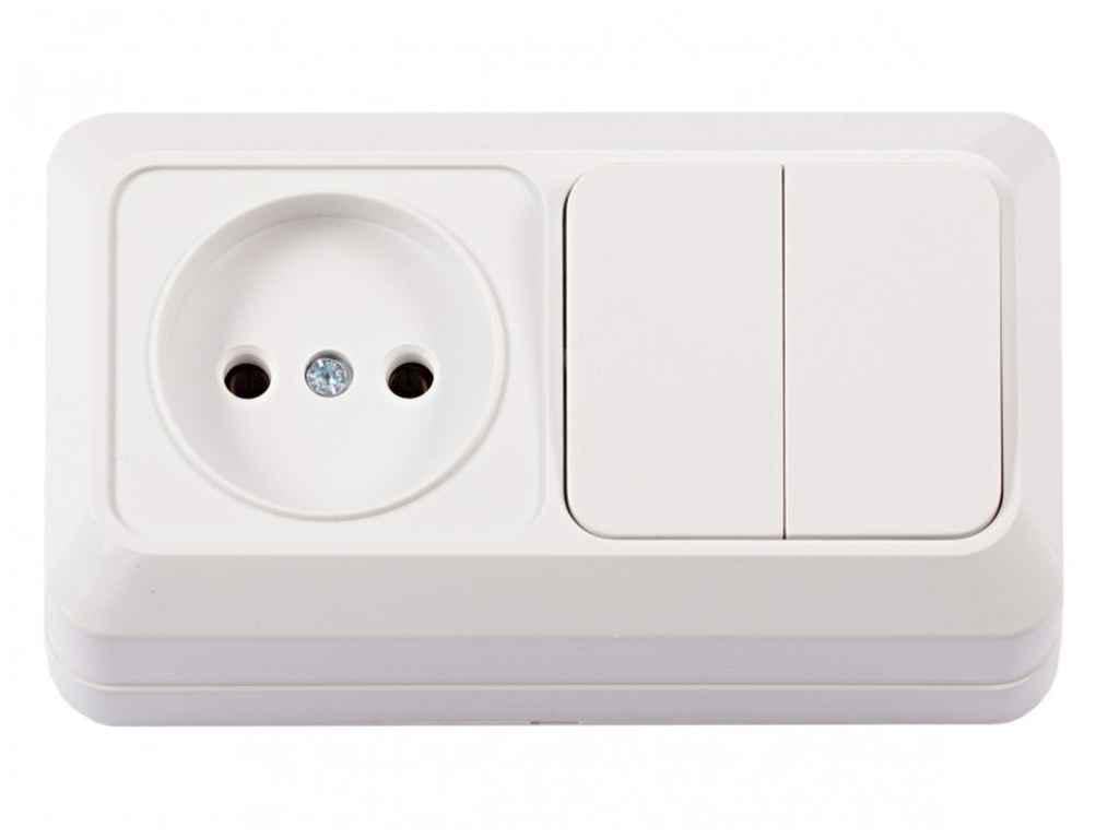 Блок розетка/выключатель Luxel двойной OPERA Белый (1017446)