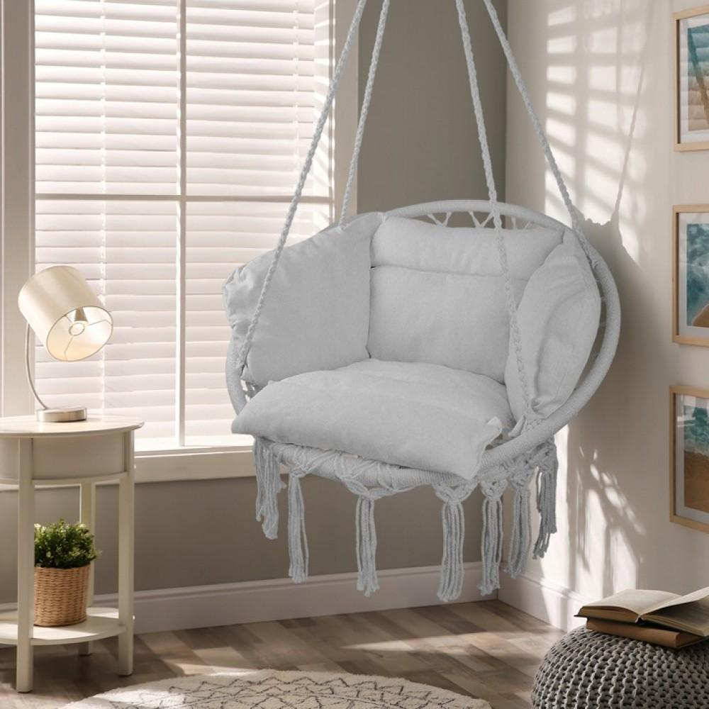 Кресло подвесное бразилийское Bonro B-092-3 120 кг и большая подушка Серый (42400930) - фото 8 Кресло подвесное бразилийское Bonro B-092-3 120 кг и большая подушка Серый (42400930) - фото 8