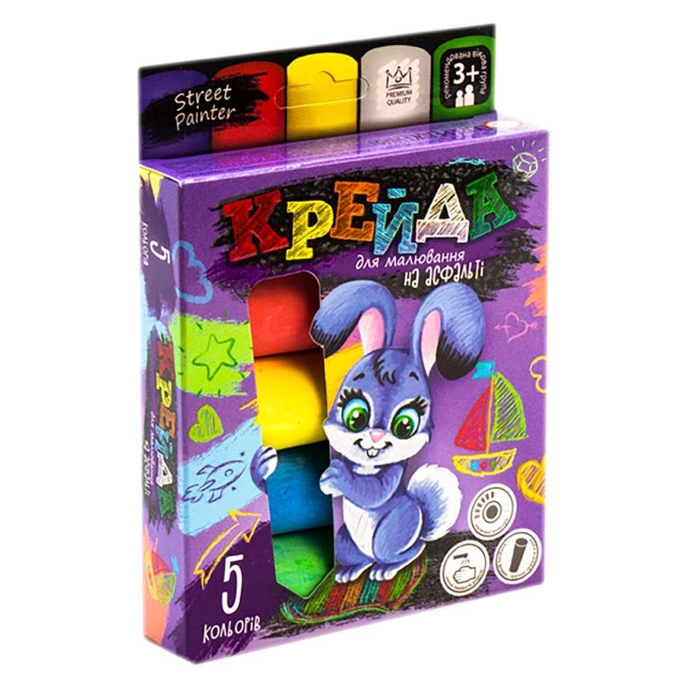 Набір крейди Danko Toys для малювання на асфальті велика 5 шт. (KR-394-B-9)