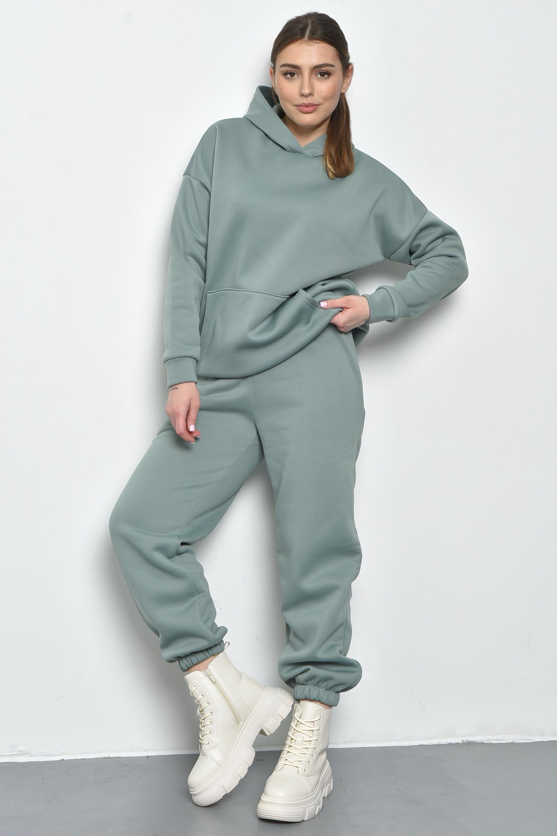 Спортивний костюм жіночий на флісі S Оливковий 168805)